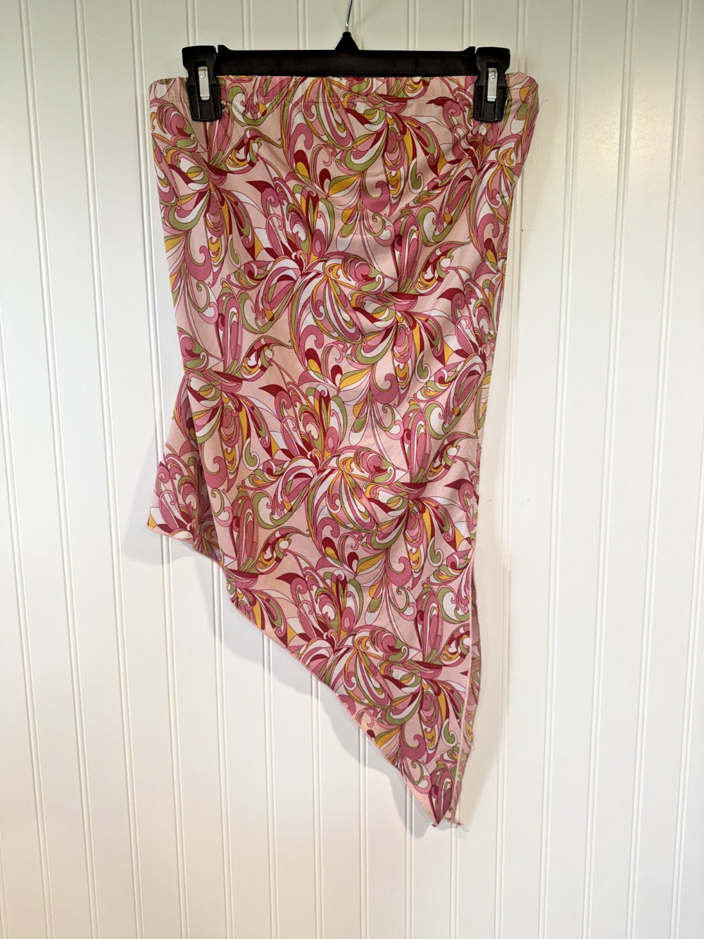 Vintage Wet Seal Asymmetrical Strapless Tube Top Y2k Pink Psychedelic Abstract